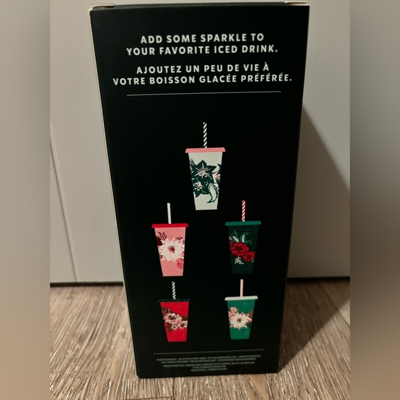New Starbucks Holiday Glitter Reusable Cold Cups Set of 5 Cups 24 oz Christmas - Picture 6 of 9